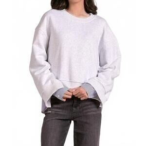 NEW ELAN women's margot top in heather grey blue stripe